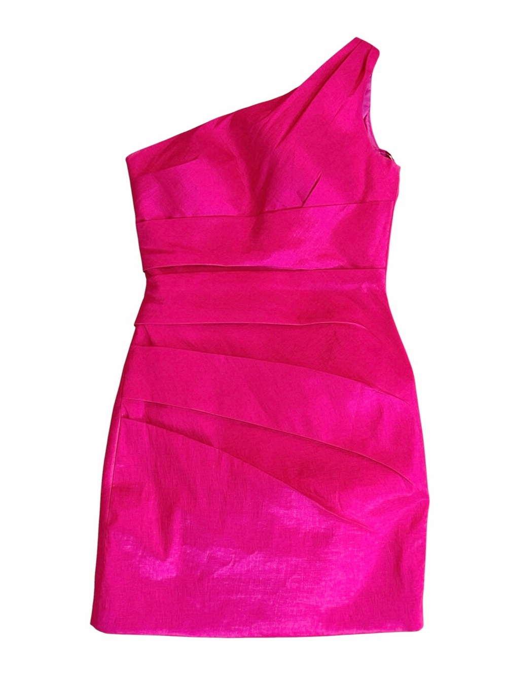 Anny Lee One-Shoulder Fuchsia Party Dress Sz S